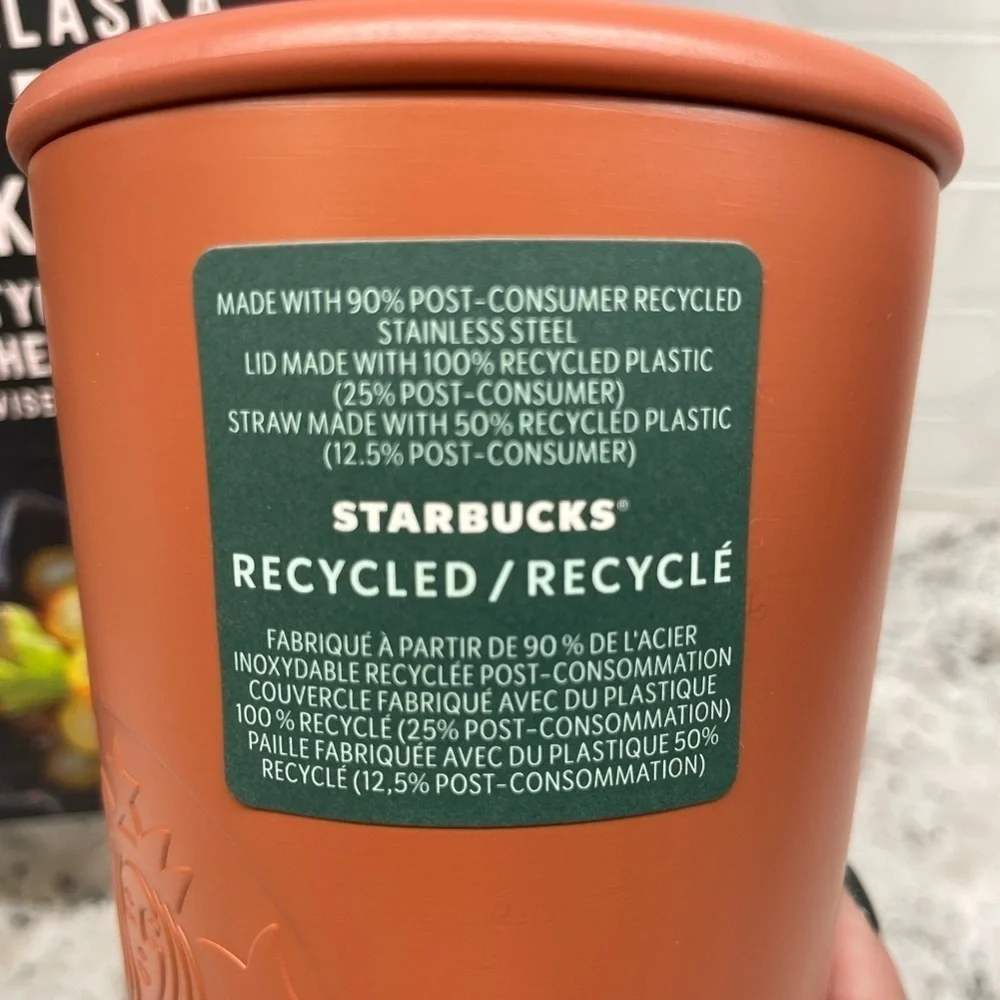 Starbucks 2024 Terracotta Brown/Orange Recycled Triangle SS Venti Tumbler. NWT.